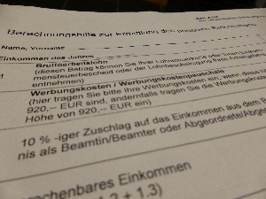 Auszug eines Formulars zur Einkommensberechnung.